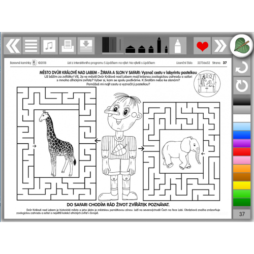 Interaktivní soubor pracovních listů a labyrintů Kreslíme a učíme se: S LIPÁČKEM NA VÝLET