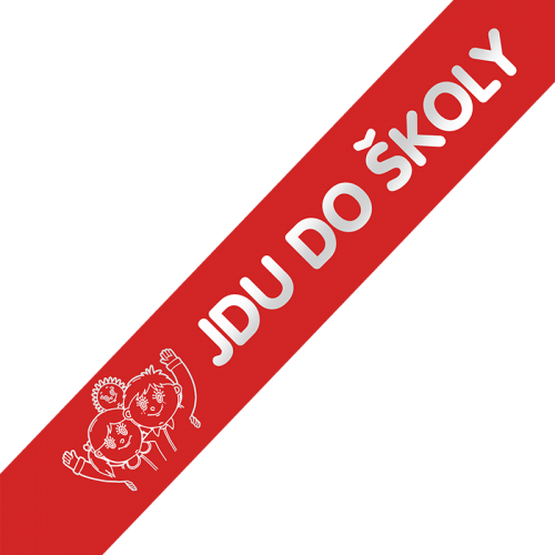 Šerpa Jdu do školy, písmo typ 1, stříbrný potisk, + přání zdarma